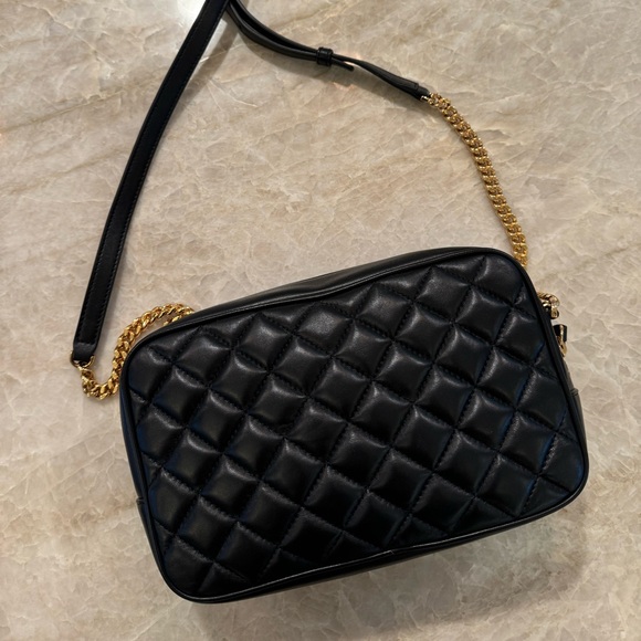 Versace Small Quilted Black Leather Camera Bag - Picture 4 of 7